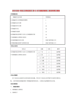 2019-2020年高三生物總復(fù)習(xí) 第15講 細(xì)胞的癌變、衰老和凋亡教案.doc