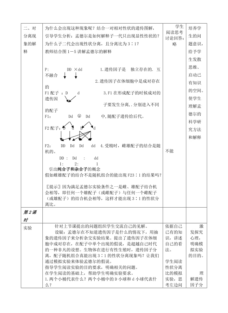 2019-2020年高中生物《孟德尔的豌豆杂交实验（一）》教案5 新人教版必修2.doc_第3页