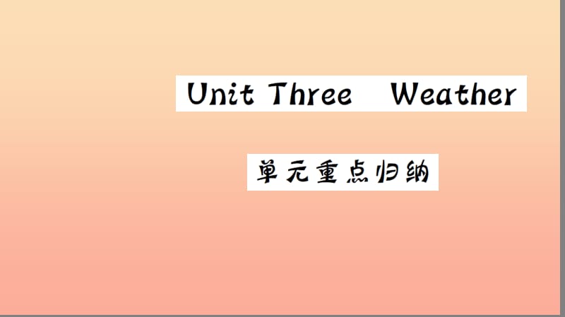 四年级英语下册Unit3Weather重点归纳习题课件人教PEP版.ppt_第1页