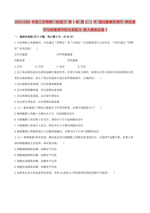 2019-2020年高三生物第一輪復(fù)習(xí) 第2章 第2、3節(jié) 通過激素的調(diào)節(jié) 神經(jīng)調(diào)節(jié)與體液調(diào)節(jié)的關(guān)系練習(xí) 新人教版必修3.doc