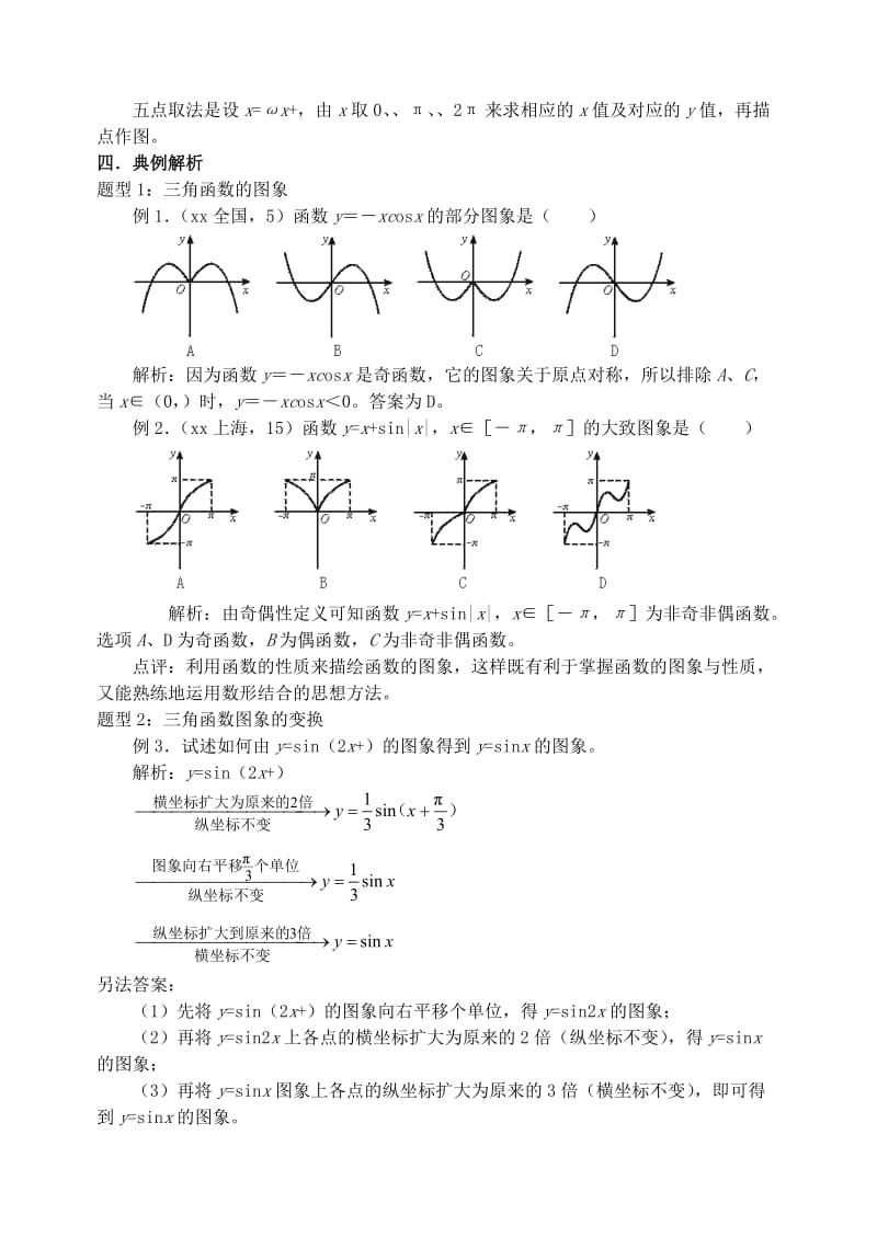 2019-2020年高三数学第一轮复习单元讲座 第23讲 三角函数的图象与性质教案 新人教版.doc_第3页