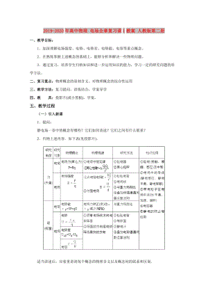 2019-2020年高中物理 電場全章復(fù)習(xí)課1教案 人教版第二冊.doc