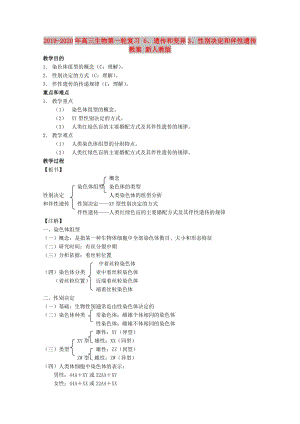2019-2020年高三生物第一輪復習 6、遺傳和變異3、性別決定和伴性遺傳教案 新人教版.doc