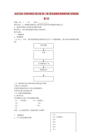 2019-2020年高中數(shù)學 第三章 第5課 常見函數(shù)的導數(shù)教學案 蘇教版選修1-1.doc