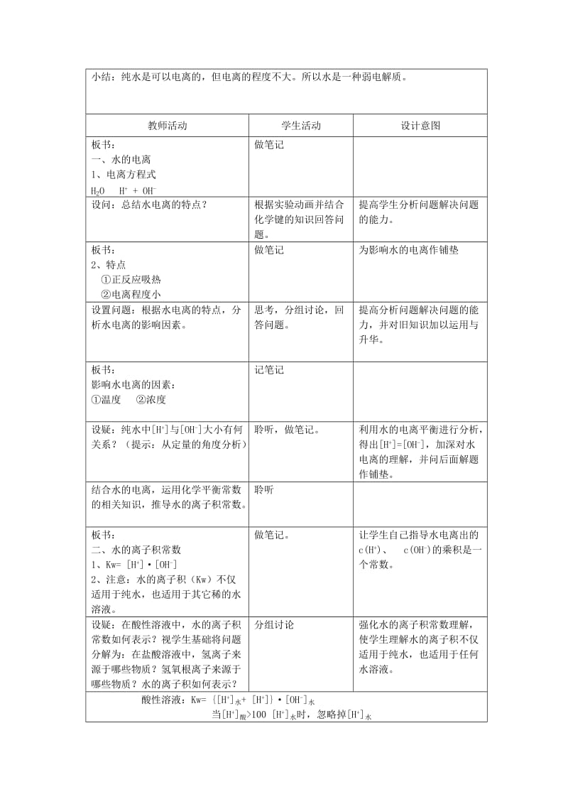 2019-2020年高中化学 第3章 物质在水溶液中的行为 第1节 水溶液教案（2） 鲁科版选修4.doc_第2页