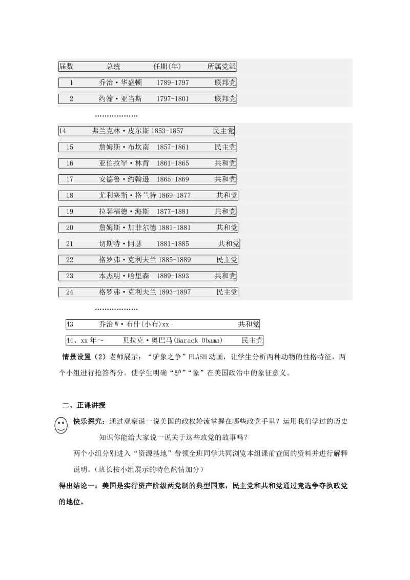 2019-2020年高中政治 3.2《美国的两党制》教学设计1 新人教版选修3.doc_第3页