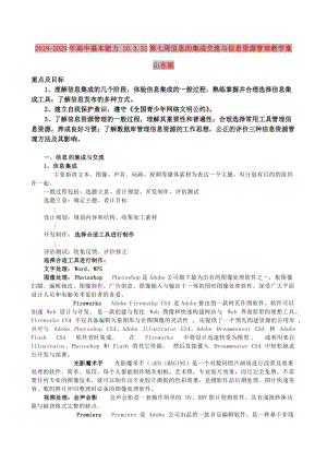 2019-2020年高中基本能力 10.3.22第七周信息的集成交流與信息資源管理教學(xué)案 山東版.doc