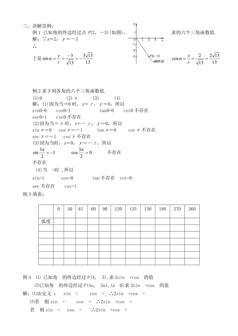 2019-2020年高中第一册(下)数学任意角的三角函数(1).doc_第3页