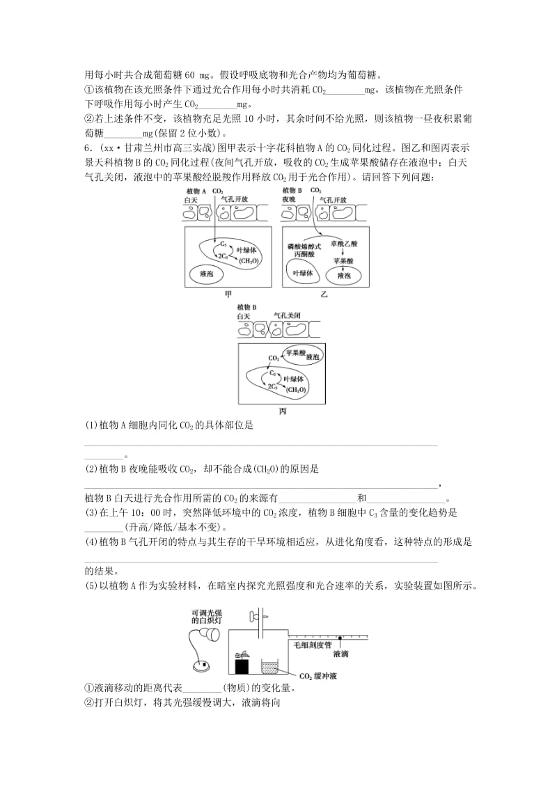 2019-2020年高三生物二轮复习 特色专项训练（一）细胞代谢类.doc_第3页