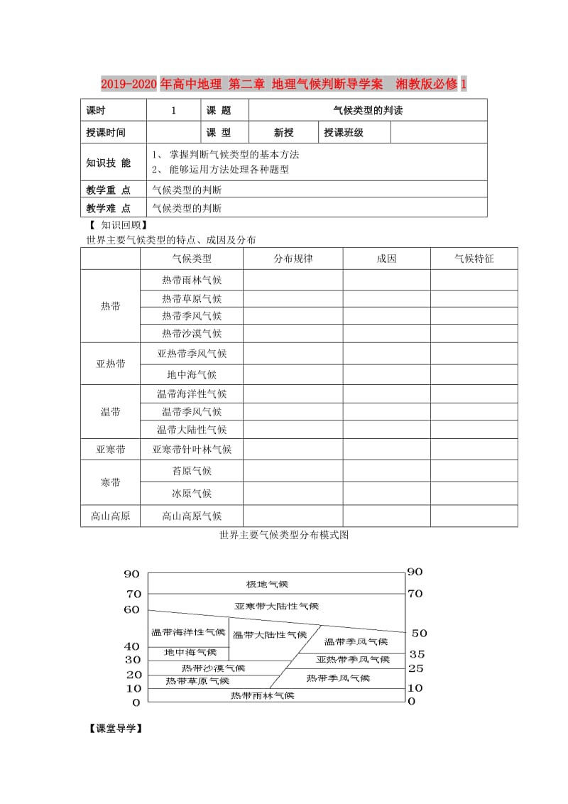 2019-2020年高中地理 第二章 地理气候判断导学案 湘教版必修1.doc_第1页