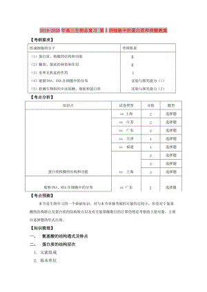 2019-2020年高三生物總復習 第3講細胞中的蛋白質(zhì)和核酸教案.doc