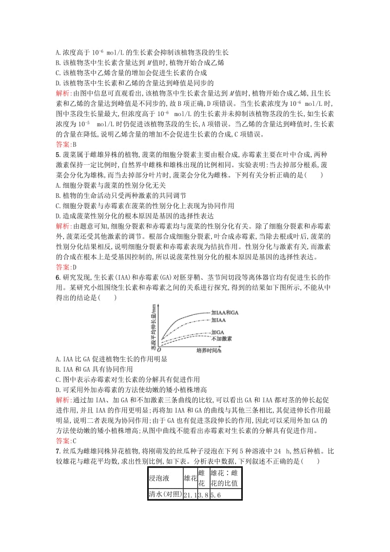 2019-2020年高中生物 3.3《其他植物激素》课后练（含解析）新人教版必修3.doc_第2页