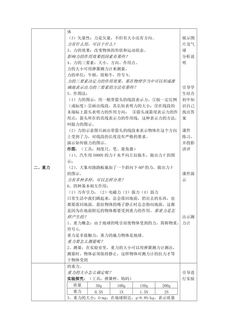 2019-2020年高中物理 2.2 重力教案 教科版必修1.doc_第2页