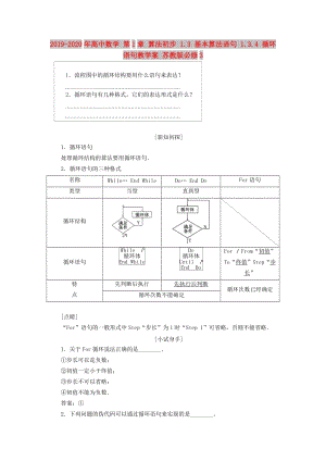 2019-2020年高中數(shù)學(xué) 第1章 算法初步 1.3 基本算法語句 1.3.4 循環(huán)語句教學(xué)案 蘇教版必修3.doc