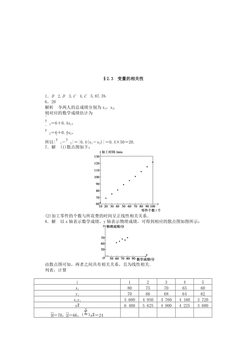 2019-2020年高中数学 2.3变量的相关性基础过关训练 新人教B版必修3 .DOC_第3页