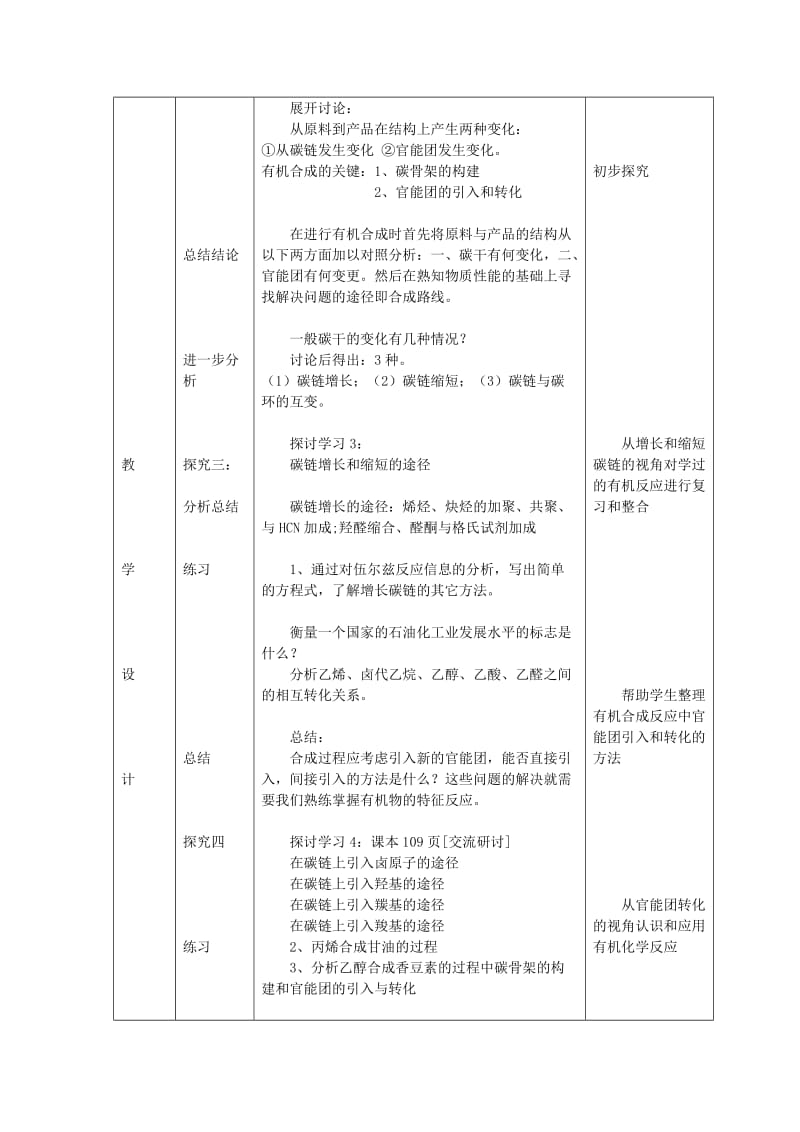 2019-2020年高中化学 第三章第一节 有机化合物的合成教案 鲁科版选修5.doc_第2页