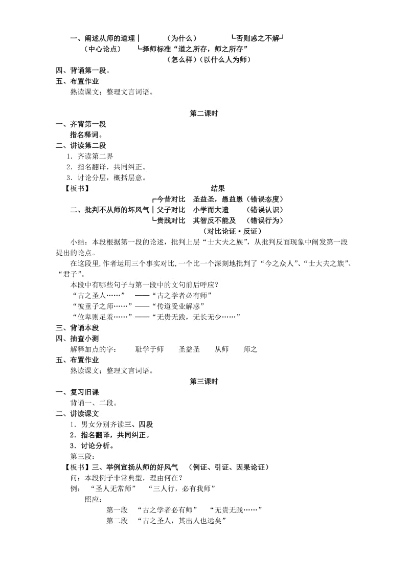 2019-2020年高一语文师说教学设计 苏教版.doc_第2页