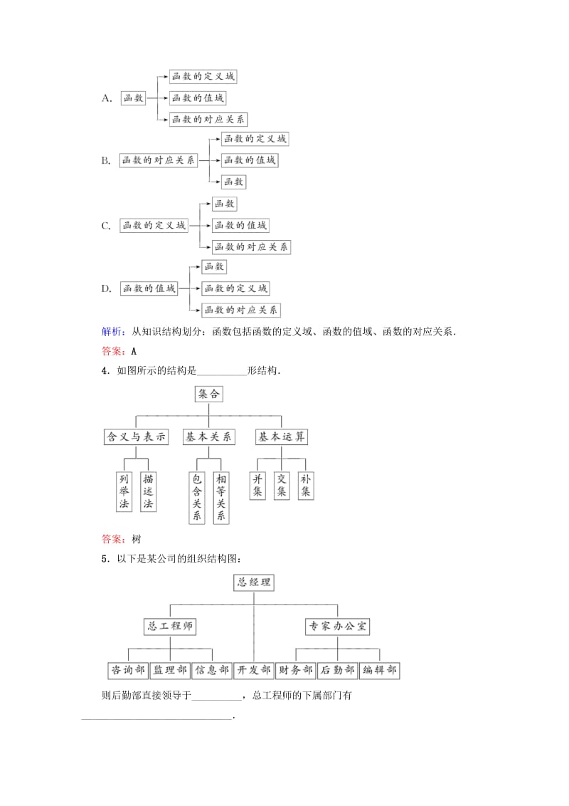 2019-2020年高中数学 第四章 框图 第13课时 结构图检测 新人教B版选修1-2.doc_第2页