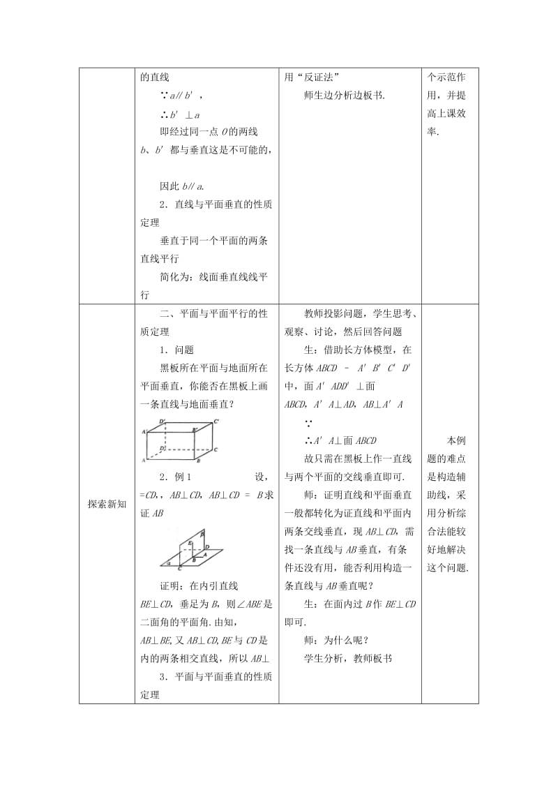 2019-2020年高中数学 2.3.3直线与平面垂直、平面与平面垂直的性质教案 新人教A版必修2.doc_第2页