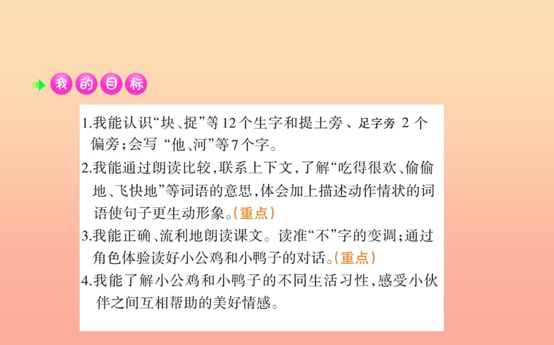 2019版一年级语文下册 第3单元 课文2 5小公鸡和小鸭子课堂课件 新人教版.ppt_第2页