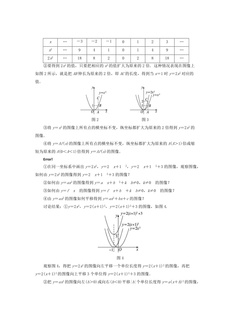 2019-2020年高中数学 2.4.1二次函数的图像教学设计 北师大版必修1.doc_第3页