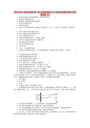 2019-2020年高中物理 第4章 光的波動性 4.1 光的干涉課后訓練 滬科版選修3-4.doc