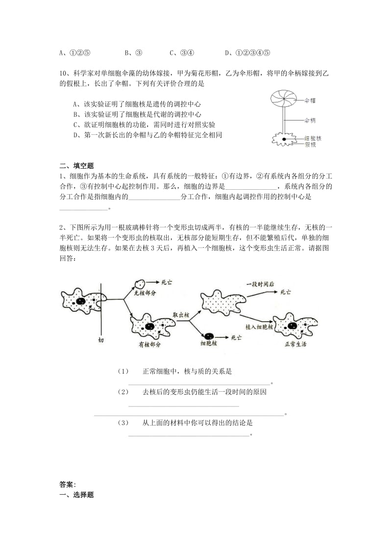 2019-2020年高中生物《细胞核——系统的控制中心》教案3 新人教版必修1.doc_第2页