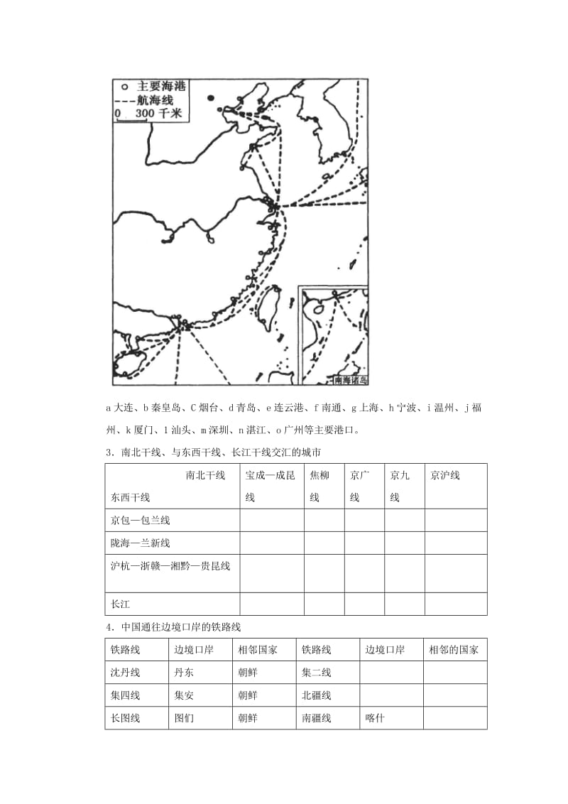 2019-2020年高一地理 中国的交通运输业学案.doc_第2页