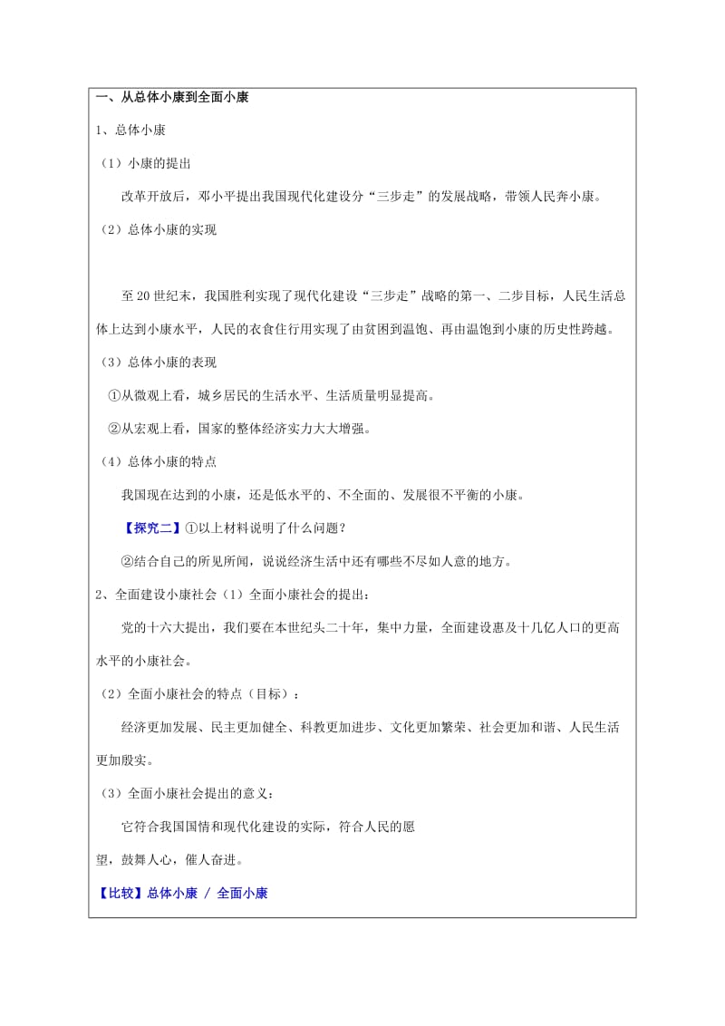 2019-2020年高中政治《全面建设小康社会的经济目标》教学设计 新人教版必修1.doc_第2页