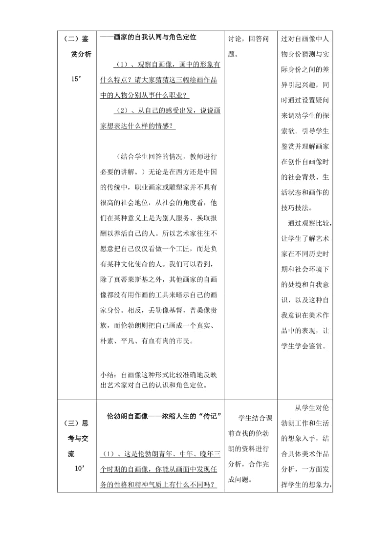 2019-2020年高一美术 美术家眼中的自己教案.doc_第3页