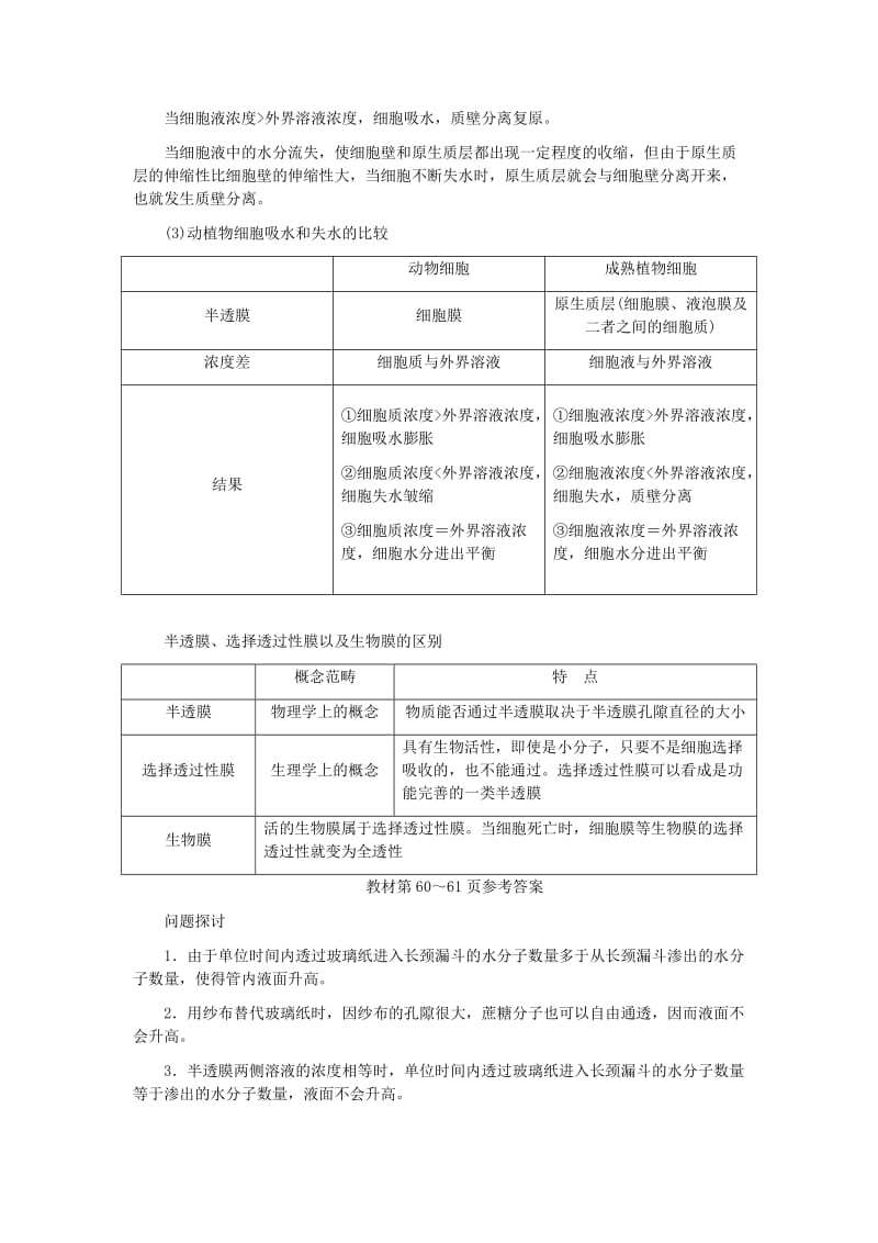 2019-2020年高中生物 第4章 第1节 物质跨膜运输的实例学案 新人教版必修1.doc_第3页