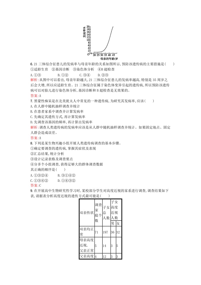 2019-2020年高中生物 5.3 人类遗传病课后练习 新人教版必修2.doc_第2页