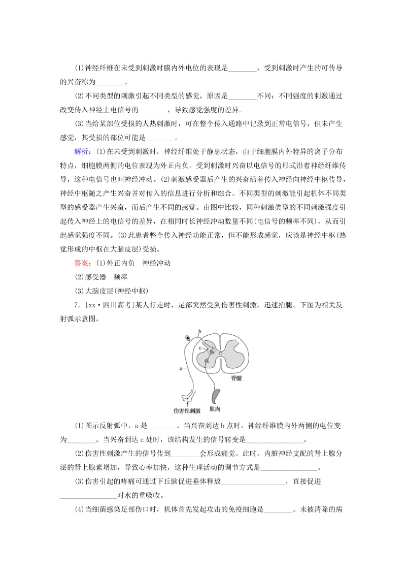 2019-2020年高三生物第一轮总复习 第一编 考点过关练 考点28 通过神经系统的调节.doc_第3页