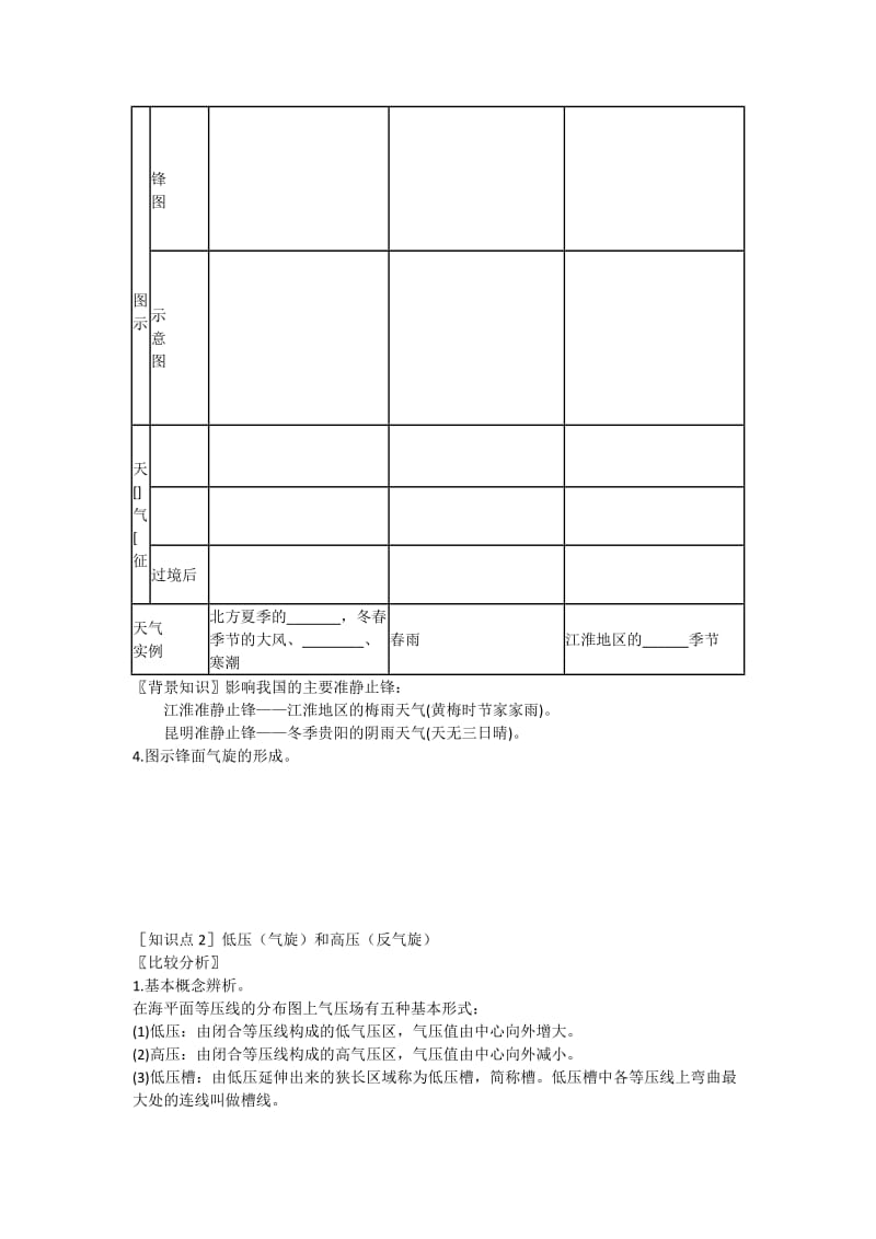 2019-2020年高一地理 增效减负 常见天气系统教学案.doc_第2页