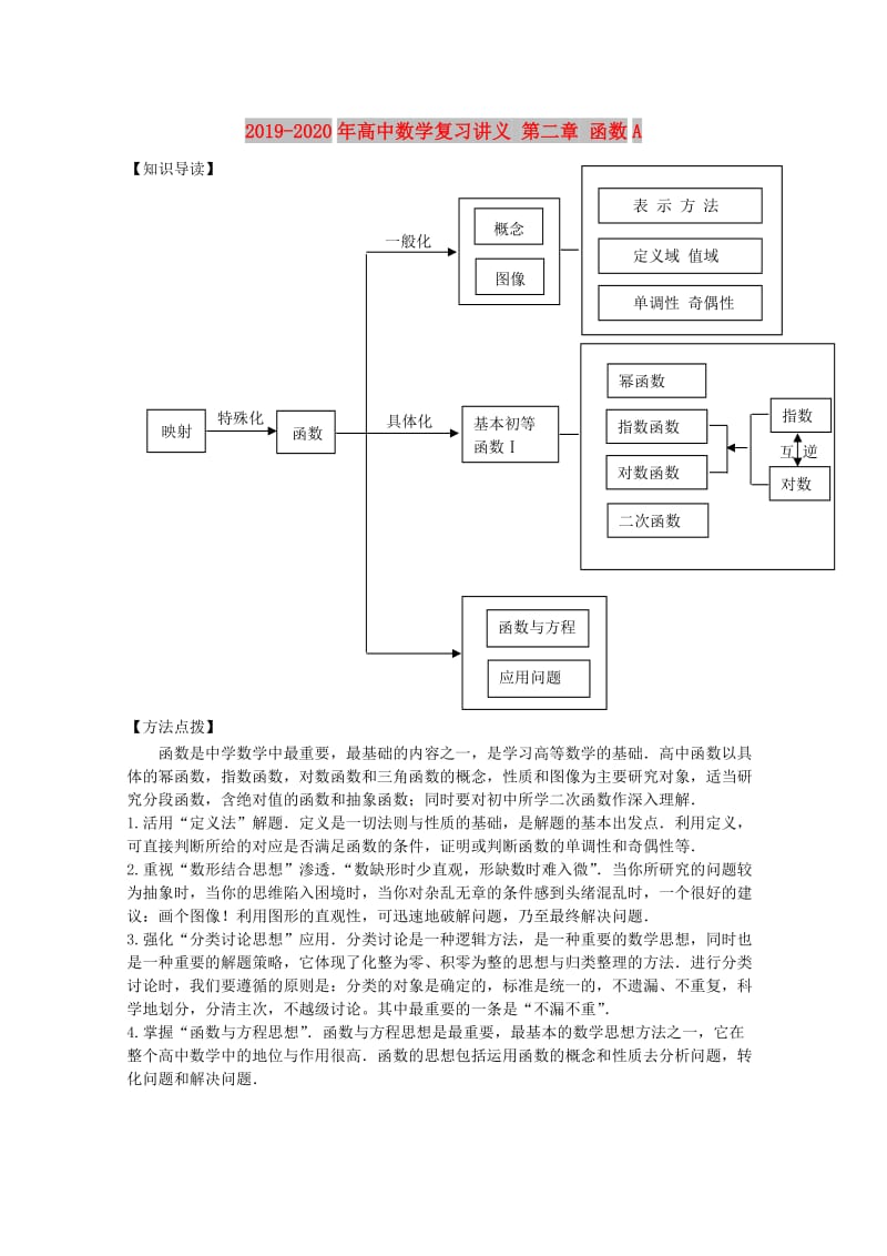 2019-2020年高中数学复习讲义 第二章 函数A.doc_第1页