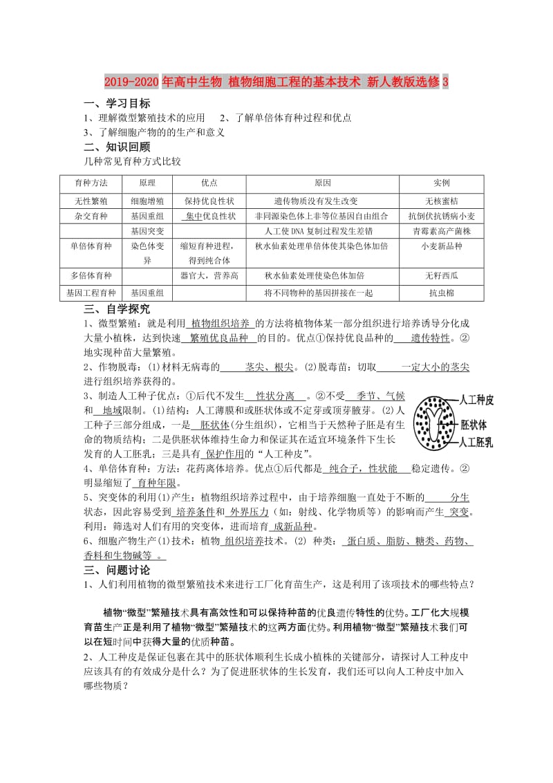 2019-2020年高中生物 植物细胞工程的基本技术 新人教版选修3.doc_第1页