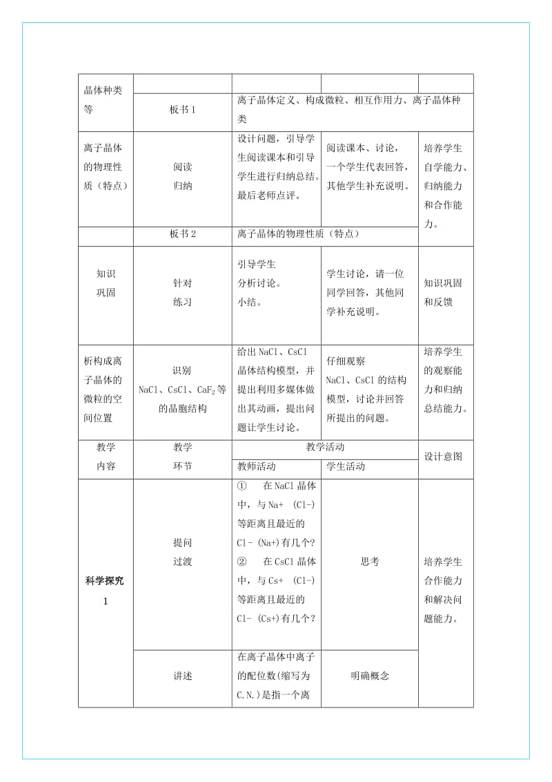 2019-2020年高中化学 3.4离子晶体（第1课时）教学设计 新人教版选修3.doc_第2页