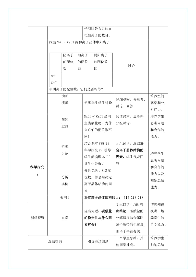 2019-2020年高中化学 3.4离子晶体（第1课时）教学设计 新人教版选修3.doc_第3页