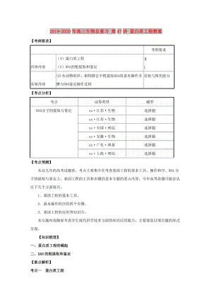 2019-2020年高三生物總復習 第47講 蛋白質(zhì)工程教案.doc