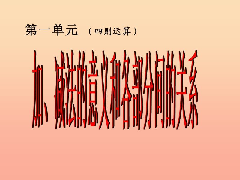 四年级数学下册 第1单元《四则运算》加、减法的意义和各部分间的关系课件2 新人教版.ppt_第1页