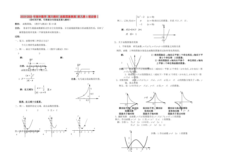 2019-2020年高中数学 第六教时 函数图象教案 新人教A版必修1.doc_第1页