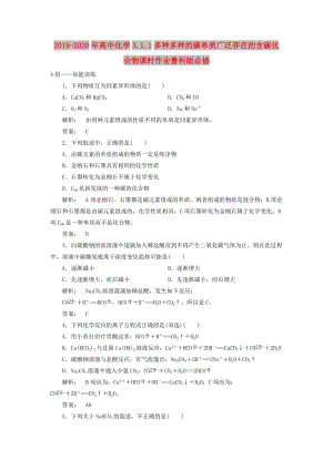 2019-2020年高中化學(xué)3.1.1多種多樣的碳單質(zhì)廣泛存在的含碳化合物課時(shí)作業(yè)魯科版必修.doc