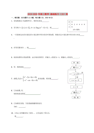 2019-2020年高三數(shù)學(xué) 基礎(chǔ)練習(xí)（19）理.doc