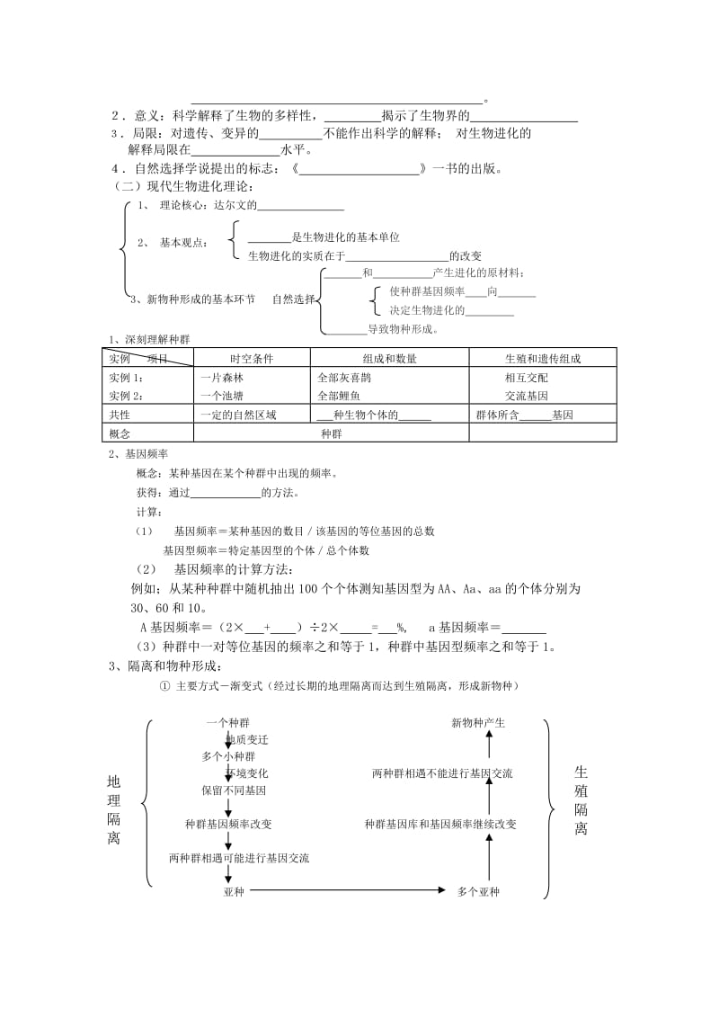 2019-2020年高中生物 第20课 现代生物进化理论教案 新人教版必修3.doc_第2页