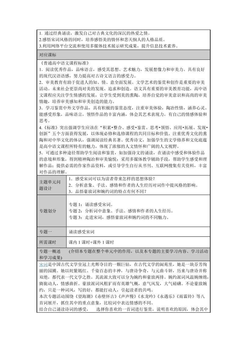 2019-2020年高中语文 第二单元“宋词风格的赏析”教学设计 新人教版必修4.doc_第2页