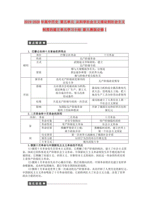 2019-2020年高中歷史 第五單元 從科學社會主義理論到社會主義制度的建立單元學習小結(jié) 新人教版必修1.doc