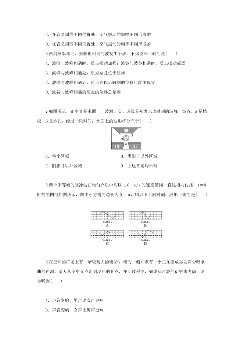 2019-2020年高中物理 2.5波的干涉与衍射自我小测 沪科版选修3-4.doc_第2页