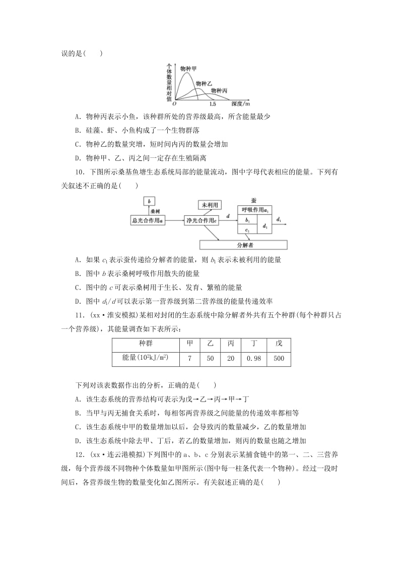 2019-2020年高三生物一轮复习 第四单元 第一讲 生态系统的结构和能量流动课时跟踪检测 新人教版必修3.doc_第3页