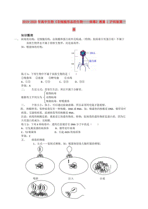 2019-2020年高中生物《非細(xì)胞形態(tài)的生物——病毒》教案1 滬科版第一冊(cè).doc