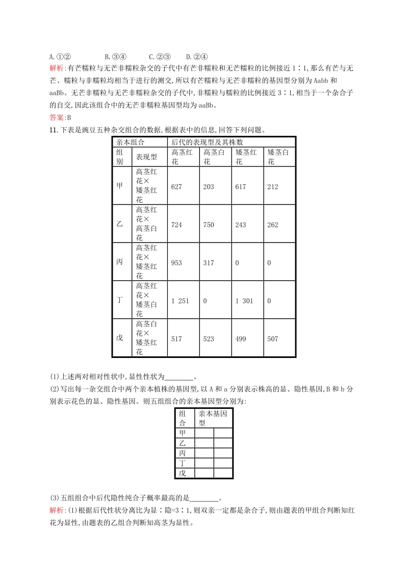 2019-2020年高中生物 课时训练 7 基因的自由组合定律 苏教版必修2.doc_第3页